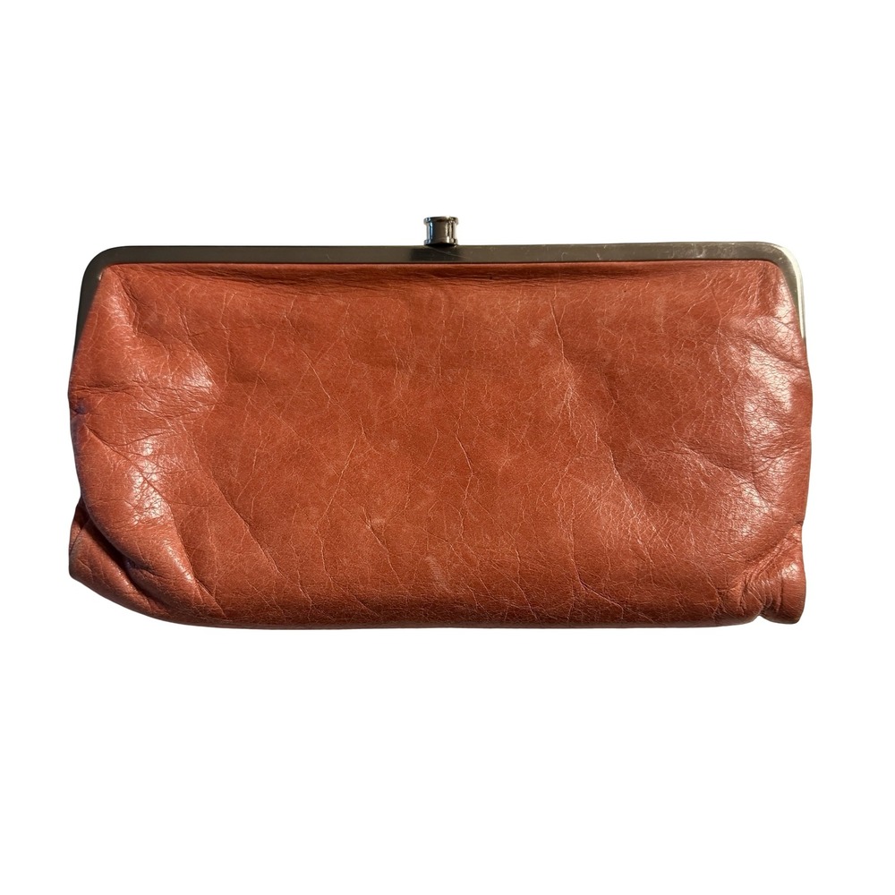 HOBO International Lauren Pink Leather Double Frame Kisslock Clutch Wallet